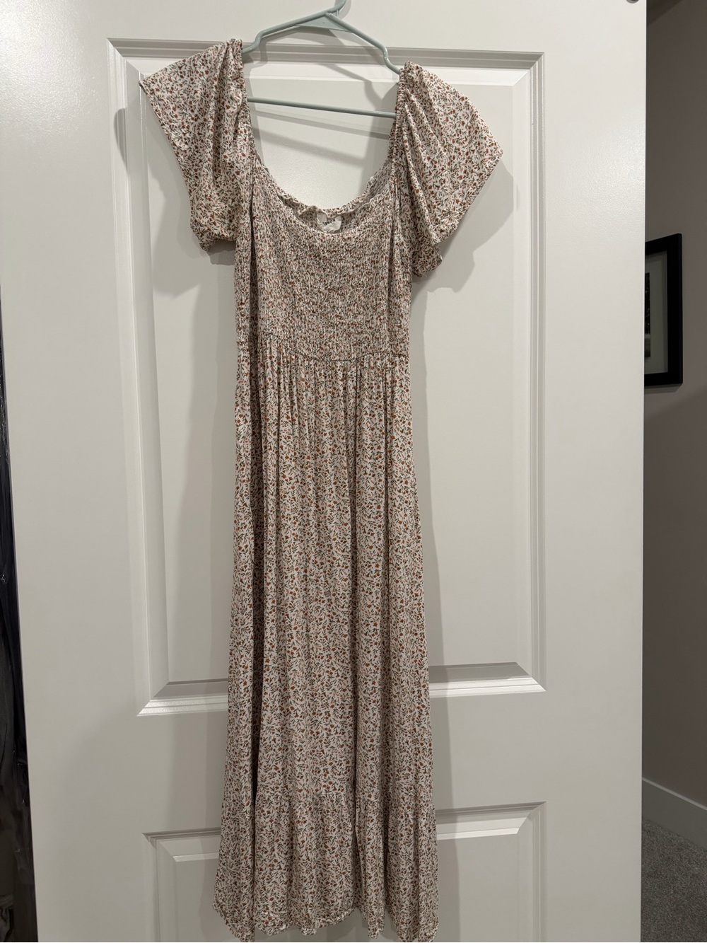 Pinkblush Cream Floral Midi Dress with Rust Accents